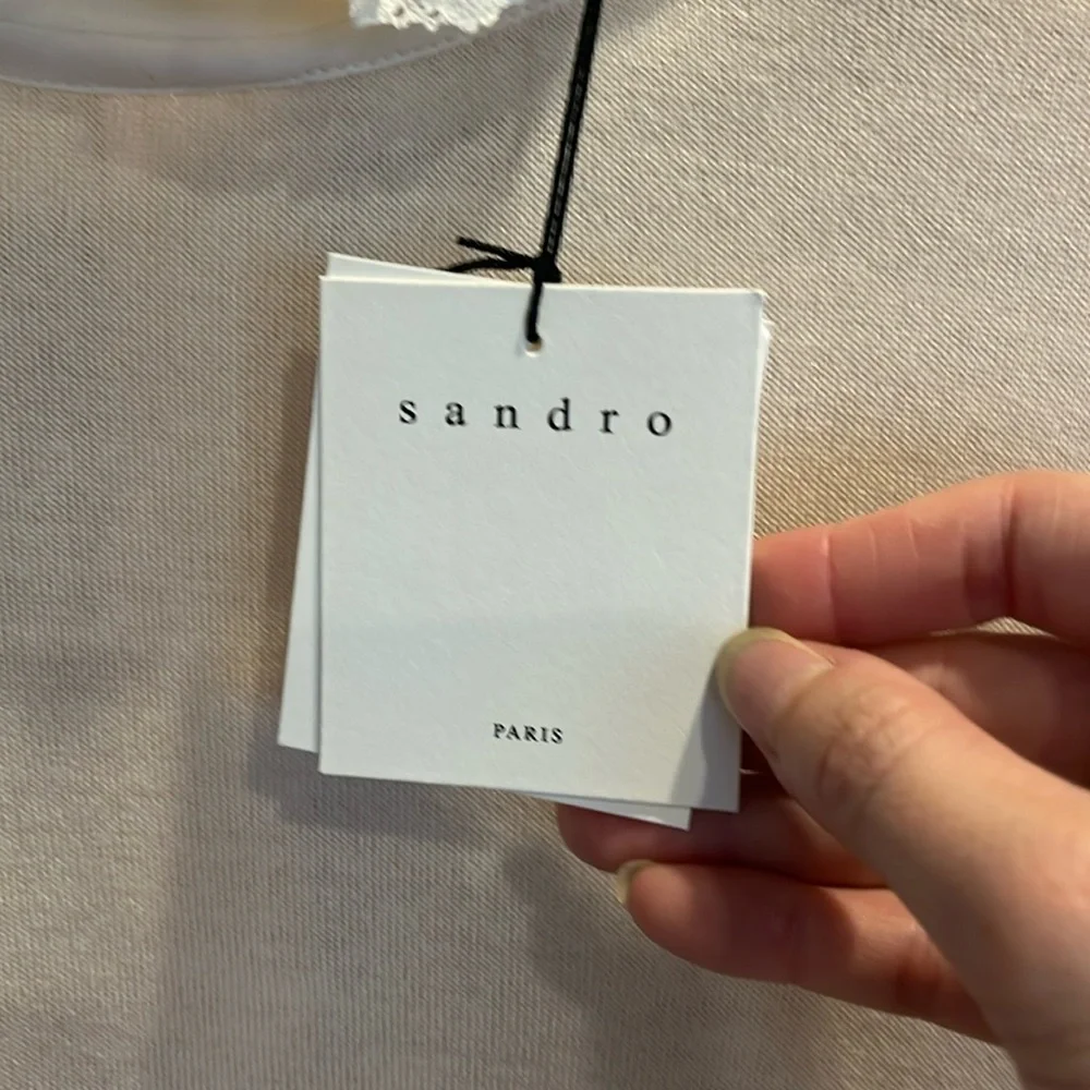 NWT Sandro Gorgeous Wool & Silk High Neck Knit Pearl Cuff sz 2/M - Picture 4 of 6